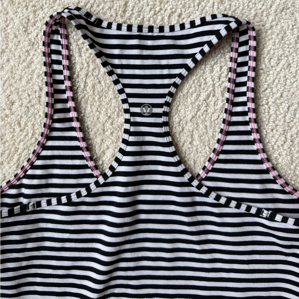 Lululemon Athletica Black and White Striped Tank Top